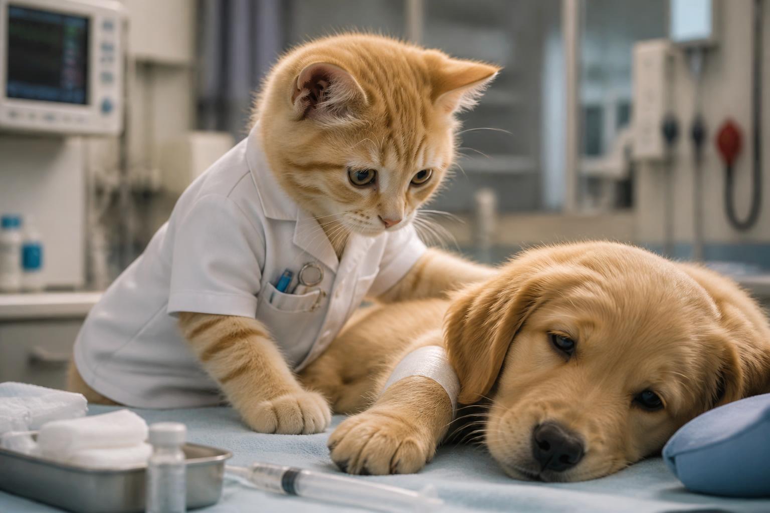 découvrez rademenes, le chat infirmier dévoué qui prend soin avec tendresse des animaux malades, apportant réconfort et guérison au sein de la clinique vétérinaire.