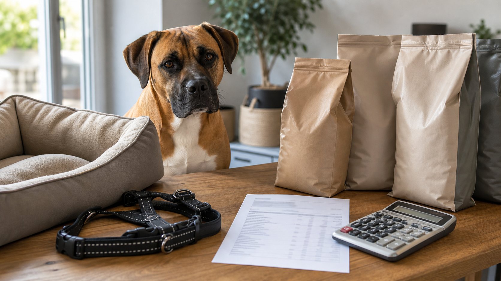 Accessoires et calculatrice pour estimer les dépenses annuelles d’un Boxador