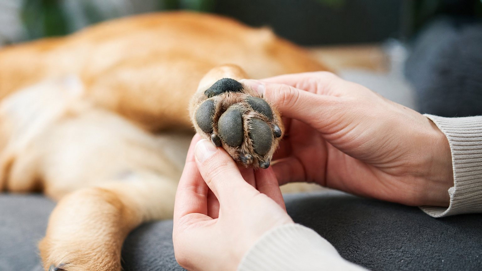 Contrôle doux des coussinets et des griffes d’un chien