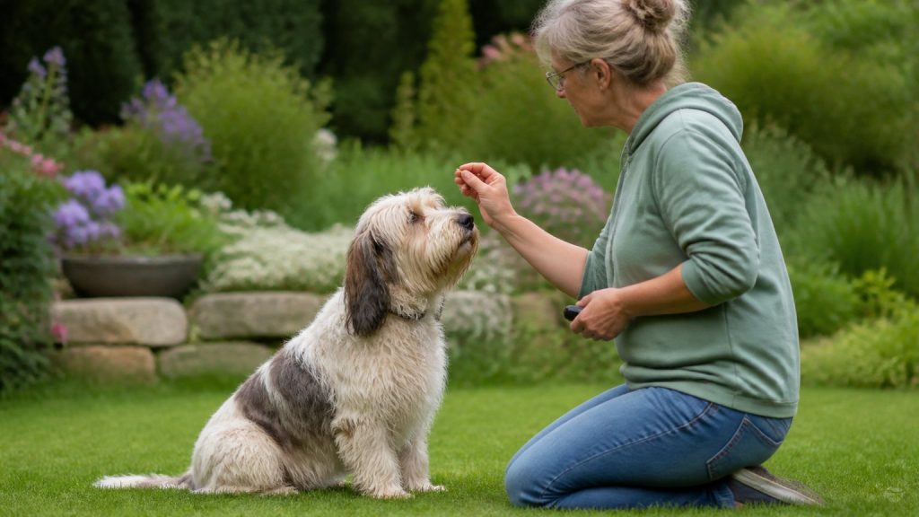 Rauhaariger Basset Griffon Vendéen ähnlicher Hund beim positiven Training