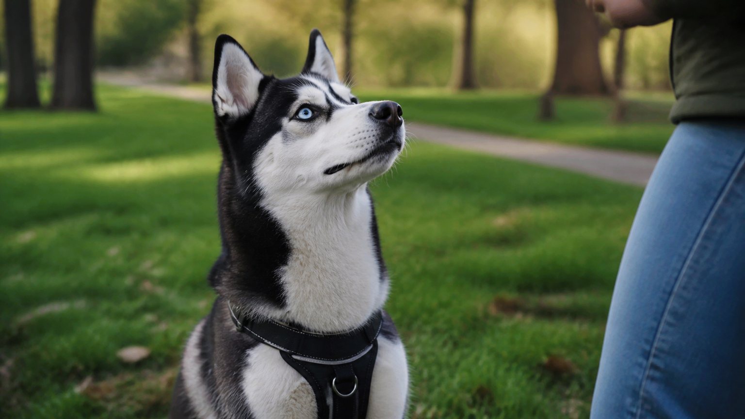 Siberian Husky pendant une séance d’éducation positive
