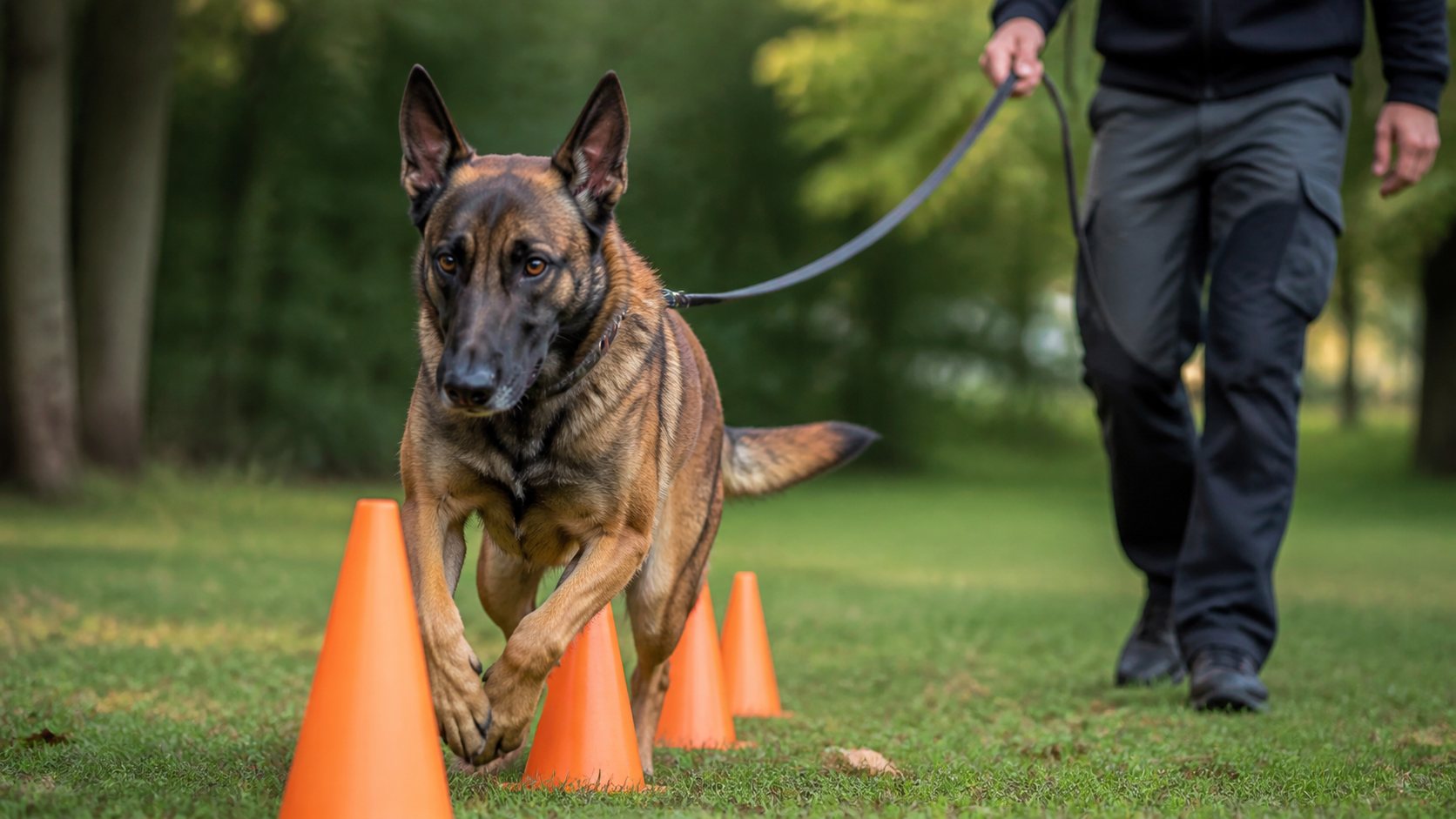 Belgian Malinois konzentriert bei einer kontrollierten Übung