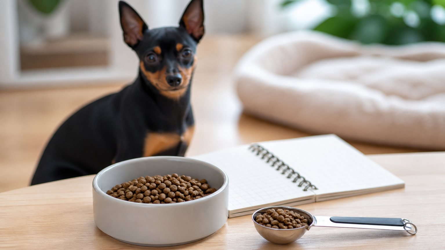 Ración de pienso medida para un pinscher miniatura